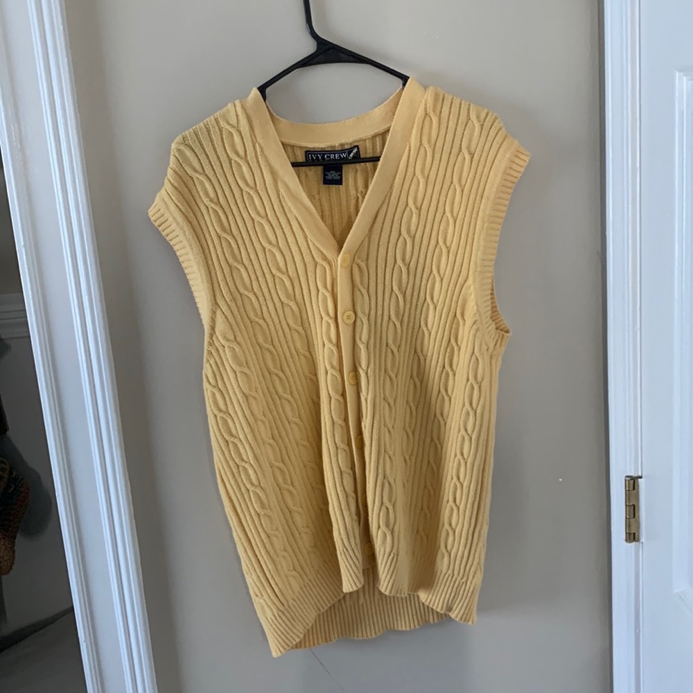 Super cute yellow button up sweater vest